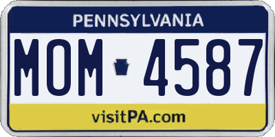 PA license plate MOM4587