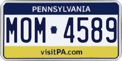 PA license plate MOM4589