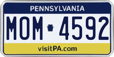 PA license plate MOM4592