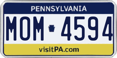 PA license plate MOM4594