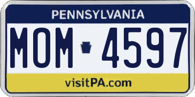PA license plate MOM4597