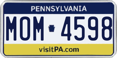 PA license plate MOM4598