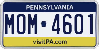 PA license plate MOM4601