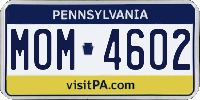 PA license plate MOM4602