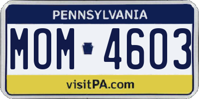 PA license plate MOM4603