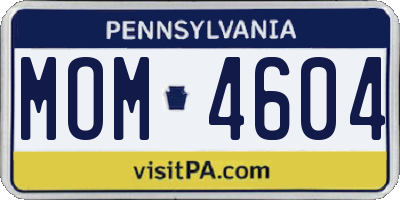 PA license plate MOM4604