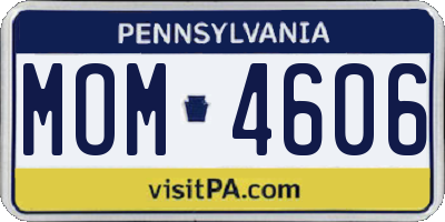 PA license plate MOM4606