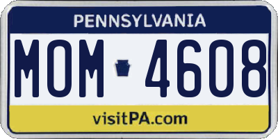 PA license plate MOM4608