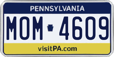PA license plate MOM4609