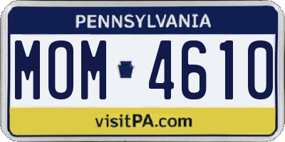 PA license plate MOM4610