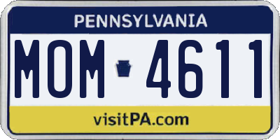PA license plate MOM4611