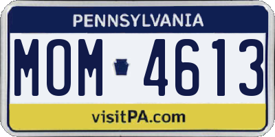 PA license plate MOM4613