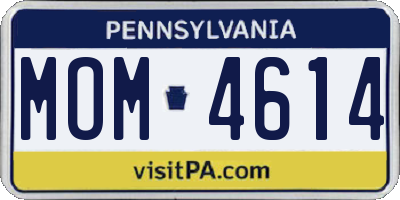 PA license plate MOM4614