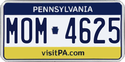 PA license plate MOM4625