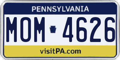 PA license plate MOM4626