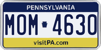 PA license plate MOM4630