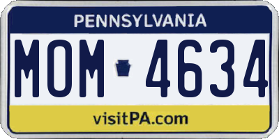 PA license plate MOM4634