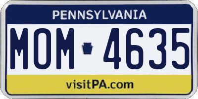 PA license plate MOM4635