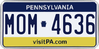 PA license plate MOM4636