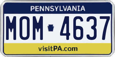 PA license plate MOM4637