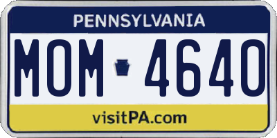 PA license plate MOM4640
