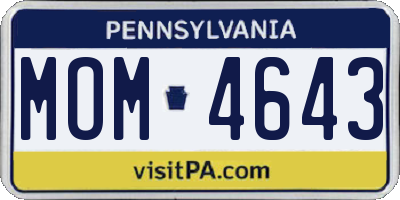 PA license plate MOM4643