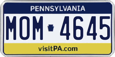PA license plate MOM4645