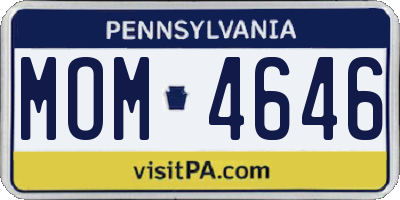 PA license plate MOM4646