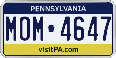 PA license plate MOM4647