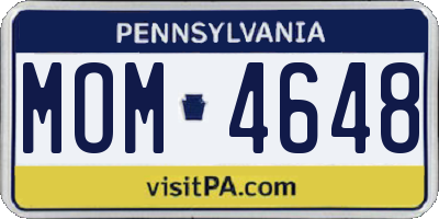PA license plate MOM4648