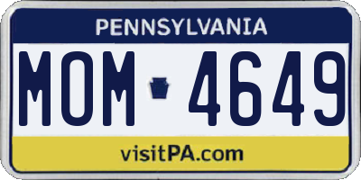 PA license plate MOM4649