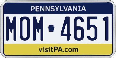 PA license plate MOM4651