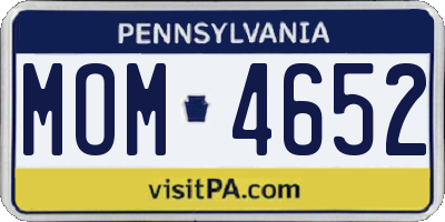 PA license plate MOM4652