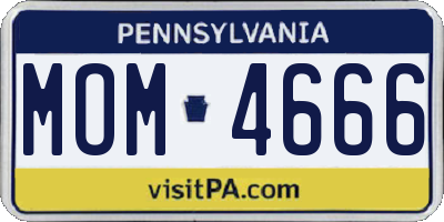 PA license plate MOM4666