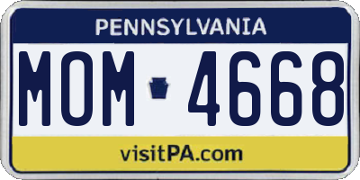 PA license plate MOM4668