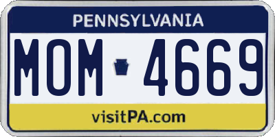 PA license plate MOM4669