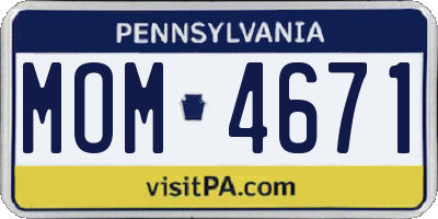 PA license plate MOM4671