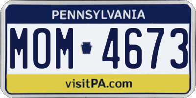 PA license plate MOM4673