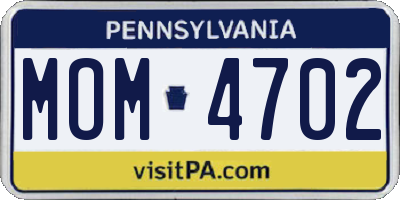 PA license plate MOM4702