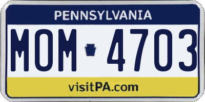 PA license plate MOM4703