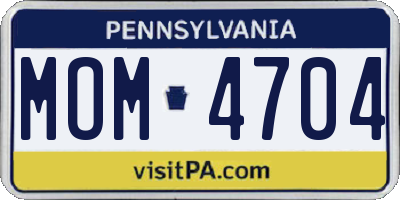 PA license plate MOM4704