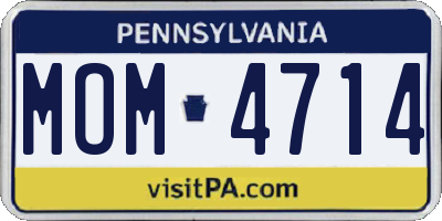 PA license plate MOM4714