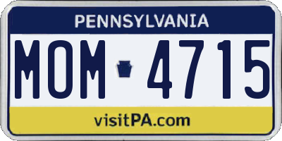 PA license plate MOM4715