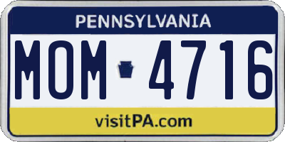 PA license plate MOM4716