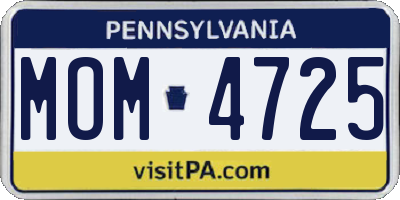 PA license plate MOM4725