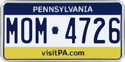 PA license plate MOM4726