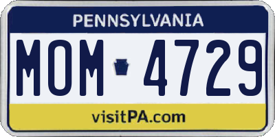 PA license plate MOM4729