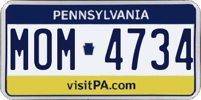 PA license plate MOM4734
