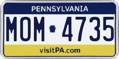 PA license plate MOM4735