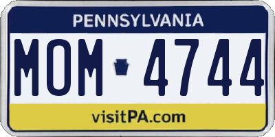 PA license plate MOM4744